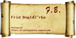 Frid Boglárka névjegykártya
